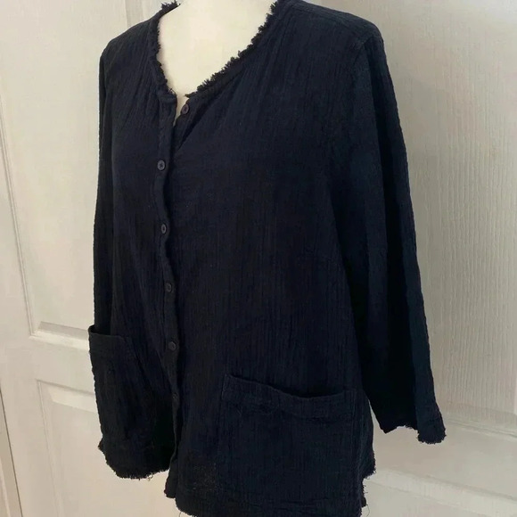 Logo Lori Goldstein Womens Beach To Street Black Blouse - Picture 5 of 7